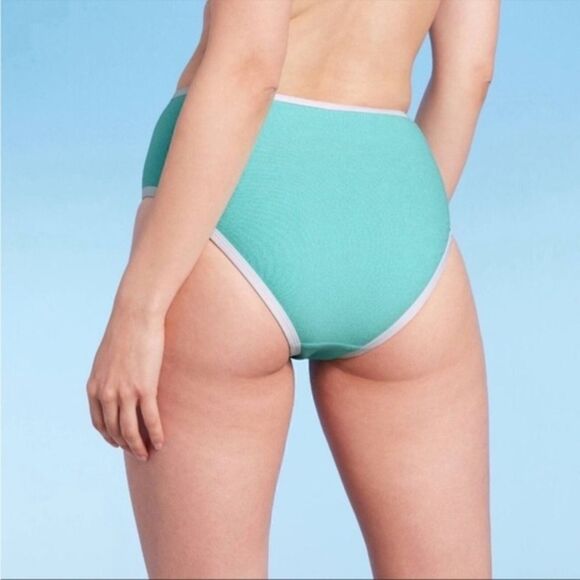 Kona Sol Terry cloth Bandeau Turquoise Blue Biquíni two Piece Size M NWT - Picture 8 of 12